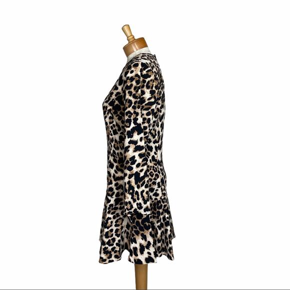 Aqua Long Sleeve Cheetah Dress w/ Ruffle Skirt Large - Picture 5 of 6
